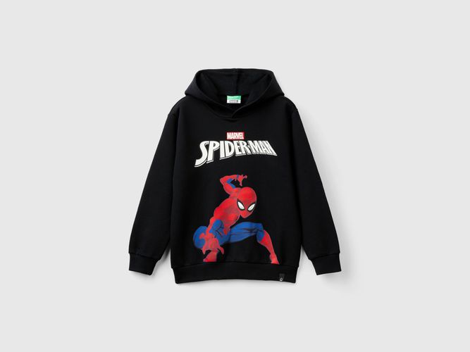 Benetton, Felpa Nera Con Cappuccio ©marvel Spiderman, taglia 2XL, Nero, Bambini - United Colors of Benetton - Modalova