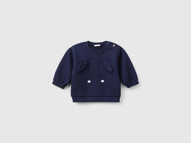 Benetton, Felpa Con Ricamo E Patch In Cotone Bio, taglia 62, Blu Scuro, Bambini - United Colors of Benetton - Modalova