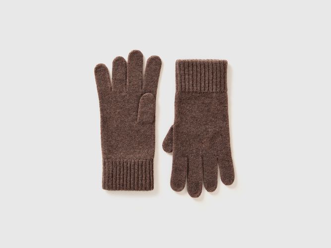 Benetton, Gants En Pur Laine Vierge, taille L, Marron Foncé - United Colors of Benetton - Modalova