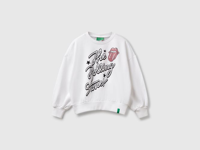 Benetton, Sweat Oversize "the Rolling Stones" Avec Strass, taille 2XL, Blanc, Enfants - United Colors of Benetton - Modalova