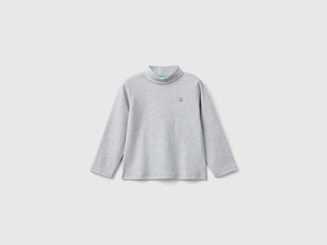 Benetton, T-shirt À Col Roulé Côtelé, taille 12-18, Gris Clair, Enfants - United Colors of Benetton - Modalova