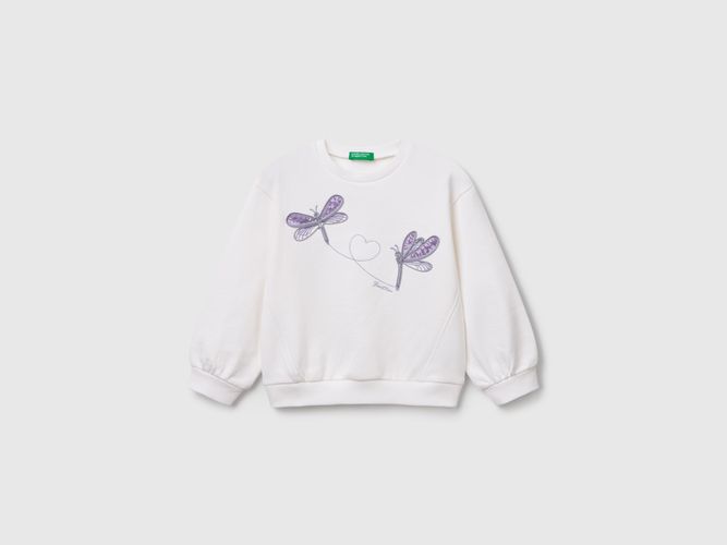 Benetton, Sweat Col Rond À Sequins, taille 2-3, Blanc, Enfants - United Colors of Benetton - Modalova