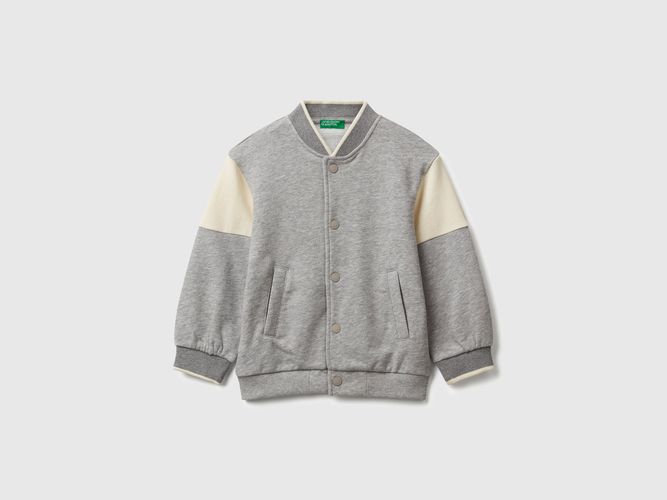 Benetton, Blouson Aviateur En Polaire Avec Imprimé Et Broderie, Taille: 12-18, Gris Clair, Enfants - United Colors of Benetton - Modalova