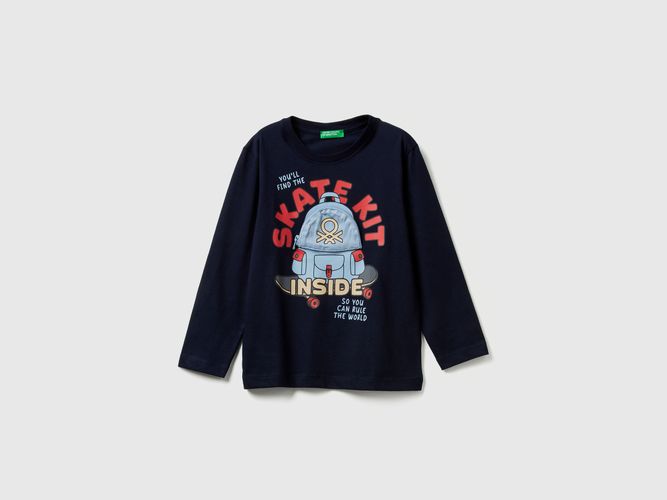 Benetton, T-shirt Avec Imprimé Et Appliqué, Taille: 12-18, Bleu Foncé, Enfants - United Colors of Benetton - Modalova