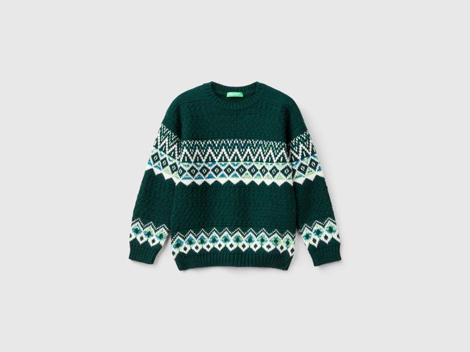 Benetton, Pull Jacquard En Laine Mélangée, taille 3-4, Vert, Enfants - United Colors of Benetton - Modalova