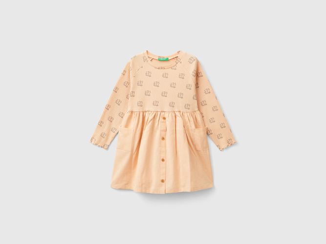 Benetton, Robe À Imprimé Et Boutons, taille 12-18, Rose Pêche, Enfants - United Colors of Benetton - Modalova