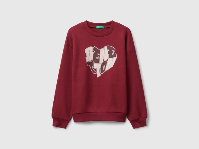 Benetton, Sweat-shirt À Imprimé Logo Pailleté, taille 2XL, Bordeaux, Enfants - United Colors of Benetton - Modalova