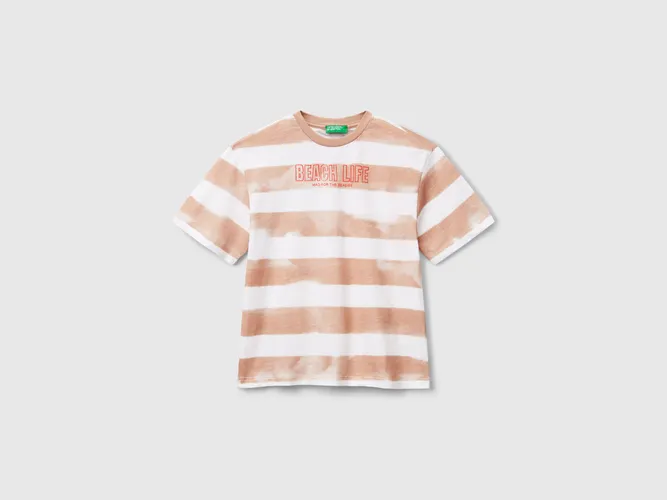 Benetton, T-shirt Rayé Avec Imprimé Devant Et Dos, taille 2XL, , Enfants - United Colors of Benetton - Modalova
