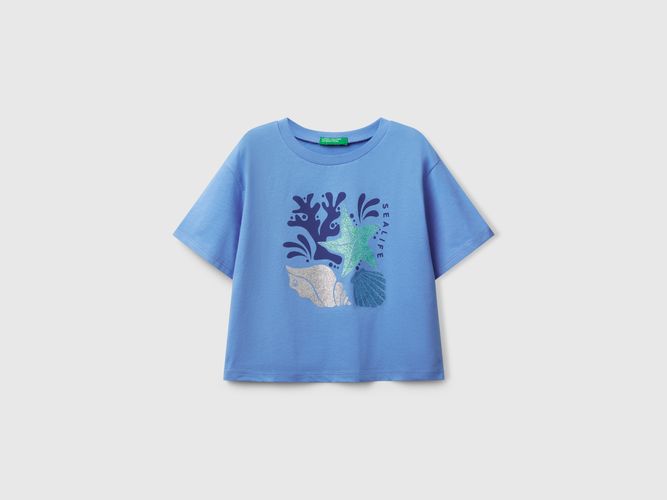 Benetton, T-shirt Avec Imprimé Pailleté, taille 2XL, Bleu Ciel, Enfants - United Colors of Benetton - Modalova