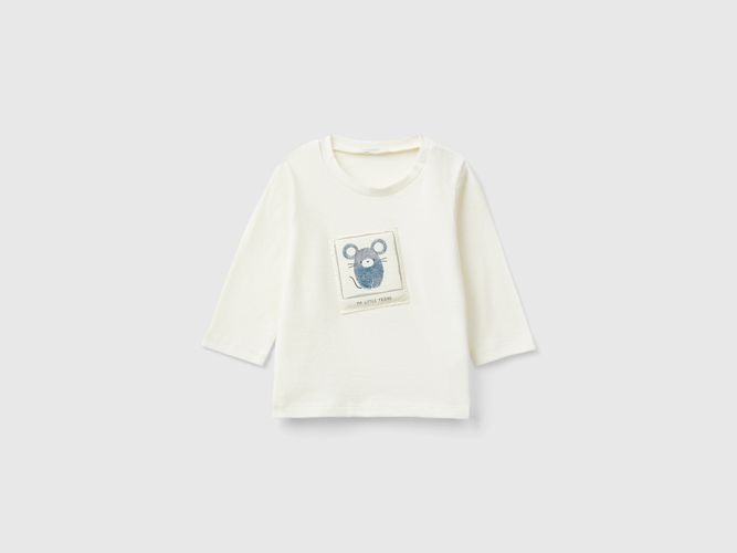 Benetton, T-shirt À Écusson Animal, taille 1-3, Crème, Enfants - United Colors of Benetton - Modalova