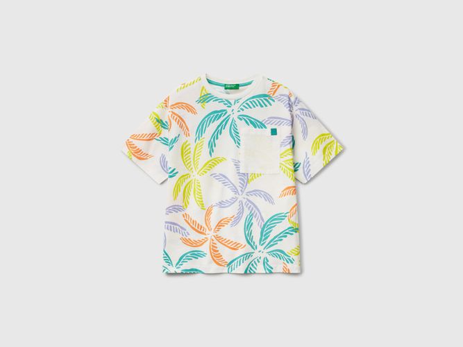 Benetton, T-shirt Blanc À Imprimé Tropical, taille 2XL, Crème, Enfants - United Colors of Benetton - Modalova