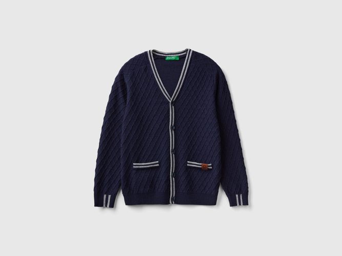 Benetton, Cardigan À Col En V, taille 2XL, Bleu Foncé, Enfants - United Colors of Benetton - Modalova