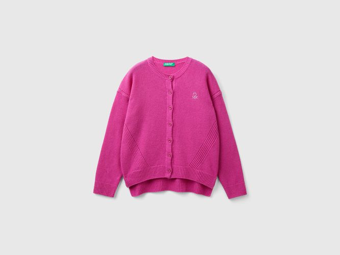 Benetton, Cardigan Girocollo Con Logo In Strass, taglia 3XL, Fucsia, Bambini - United Colors of Benetton - Modalova