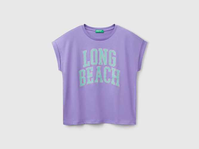 Benetton, T-shirt Coupe Boxy Avec Imprimé Et Paillettes, taille 2XL, Bleu Pervenche, Enfants - United Colors of Benetton - Modalova