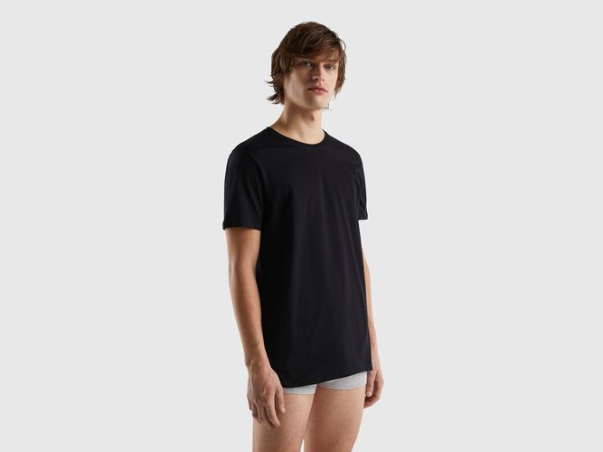 Benetton, T-shirt In Cotone A Fibra Lunga, taglia XL, Nero, Uomo - United Colors of Benetton - Modalova