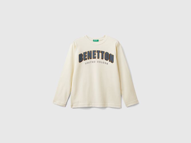 Benetton, Calda Maglietta Con Stampa Logo, taglia 3XL, Bianco Panna, Bambini - United Colors of Benetton - Modalova