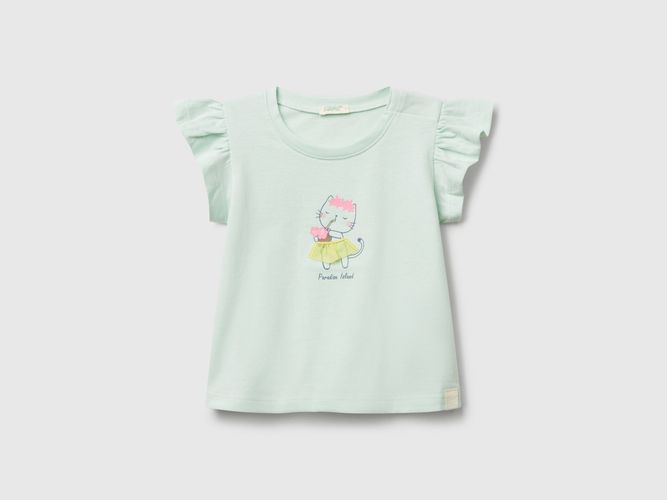 Benetton, T-shirt Avec Imprimé Et Application, taille 1-3, Bleu Vert, Enfants - United Colors of Benetton - Modalova
