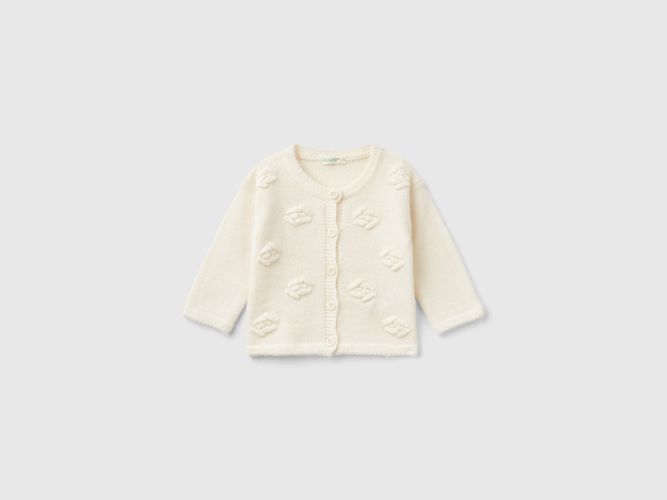 Benetton, Gilet Avec Roses En Laine Mélangée, taille 0-1, Crème, Enfants - United Colors of Benetton - Modalova