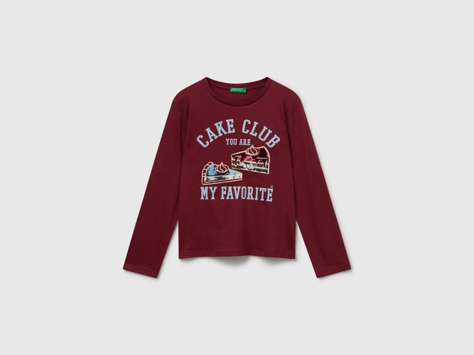 Benetton, T-shirt À Paillettes En Coton, Taille: 2XL, Crème, Enfants - United Colors of Benetton - Modalova