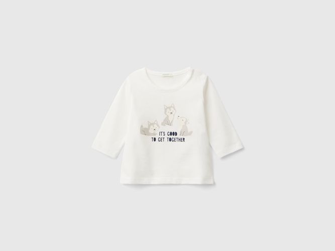 Benetton, T-shirt À Manches Longues En Coton Bio Chaud, taille 0-1, Blanc, Enfants - United Colors of Benetton - Modalova