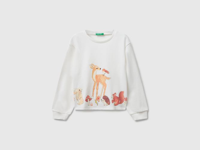 Benetton, Sweat-shirt À Imprimé Animalier, taille 12-18, Crème, Enfants - United Colors of Benetton - Modalova