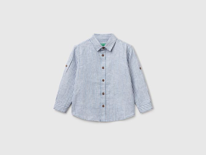 Benetton, Chemise Rayée En Lin Mélangé, taille 12-18, Bleu, Enfants - United Colors of Benetton - Modalova