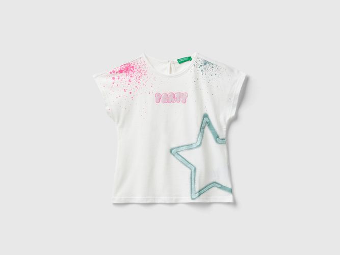 Benetton, T-shirt À Imprimé Pailleté, taille 12-18, Crème, Enfants - United Colors of Benetton - Modalova