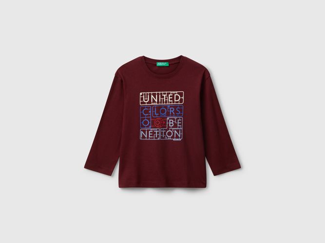 Benetton, T-shirt Avec Logo Imprimé, Taille: 12-18, Bordeaux, Enfants - United Colors of Benetton - Modalova