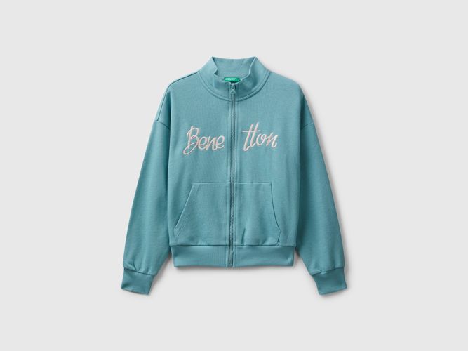 Benetton, Sweat-shirt Zippé Avec Imprimé, taille 2XL, Bleu Ciel, Enfants - United Colors of Benetton - Modalova