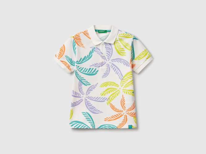Benetton, Polo Blanc À Imprimé Tropical, taille 12-18, Blanc, Enfants - United Colors of Benetton - Modalova