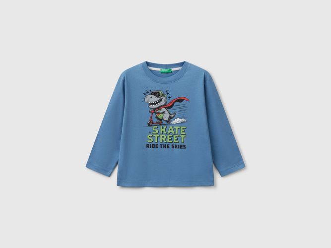 Benetton, T-shirt Avec Imprimé En Coton, taille 12-18, Bleu Clair, Enfants - United Colors of Benetton - Modalova