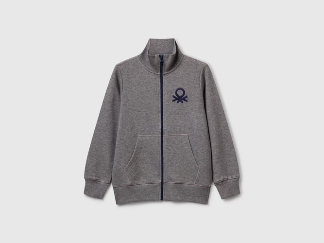 Benetton, Sweat-shirt Zippé En Pur Coton, taille 2XL, Gris, Enfants - United Colors of Benetton - Modalova