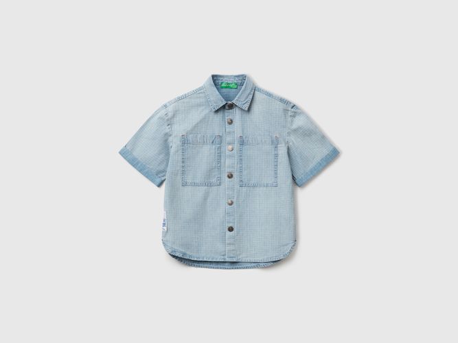 Benetton, Chemise À Carreaux Avec Poches, taille 2XL, Bleu Clair, Enfants - United Colors of Benetton - Modalova