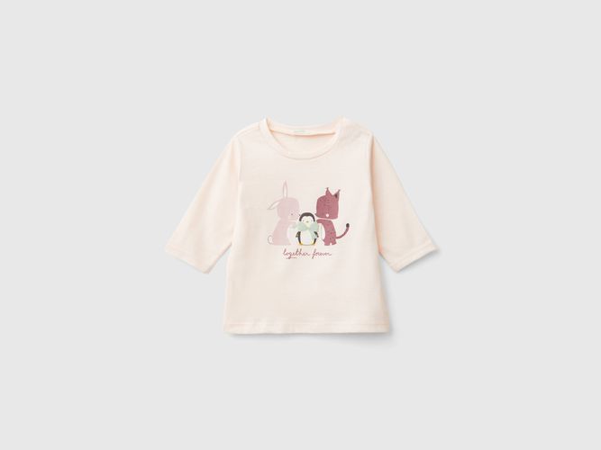 Benetton, T-shirt À Imprimé En Coton Bio Chaud, taille 0-1, Rose Pastel, Enfants - United Colors of Benetton - Modalova