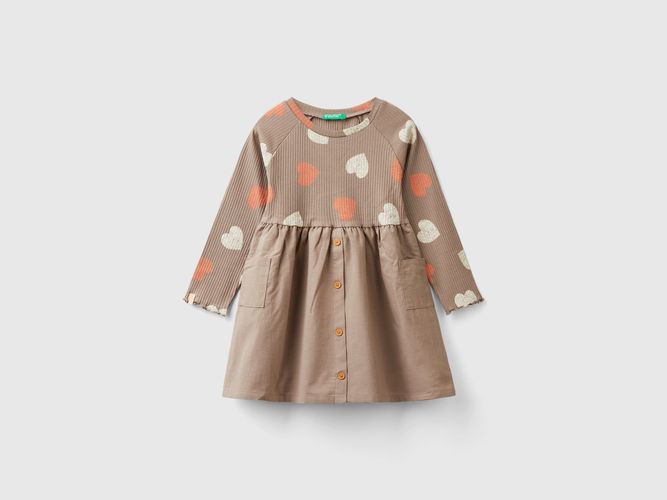 Benetton, Robe À Imprimé Et Boutons, taille 18-24, Tourterelle, Enfants - United Colors of Benetton - Modalova