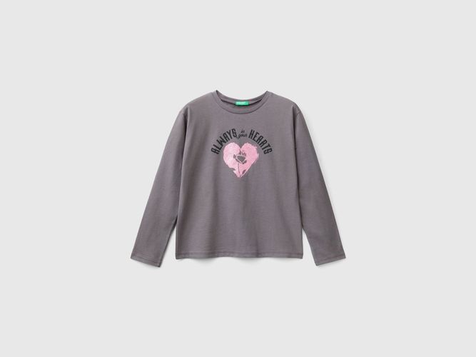 Benetton, T-shirt À Imprimé Pailleté, taille 2XL, Gris Foncé, Enfants - United Colors of Benetton - Modalova