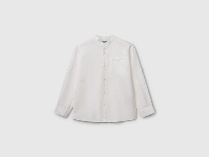 Benetton, Chemise Mandarine En Lin Mélangé, taille 2XL, Blanc, Enfants - United Colors of Benetton - Modalova