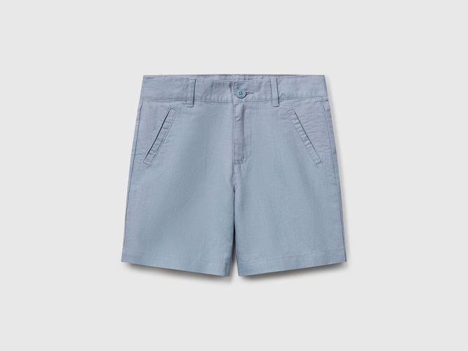 Benetton, Short En Lin Mélangé, taille 12-18, Bleu Clair, Enfants - United Colors of Benetton - Modalova
