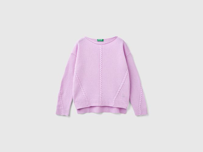 Benetton, Pull Torsadé En Laine Mélangée, taille 2XL, Lilas, Enfants - United Colors of Benetton - Modalova