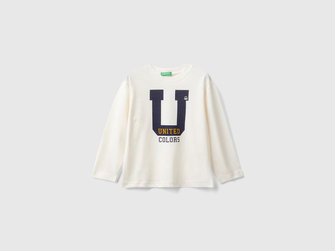 Benetton, T-shirt À Imprimé En Coton, taille 2-3, Crème, Enfants - United Colors of Benetton - Modalova