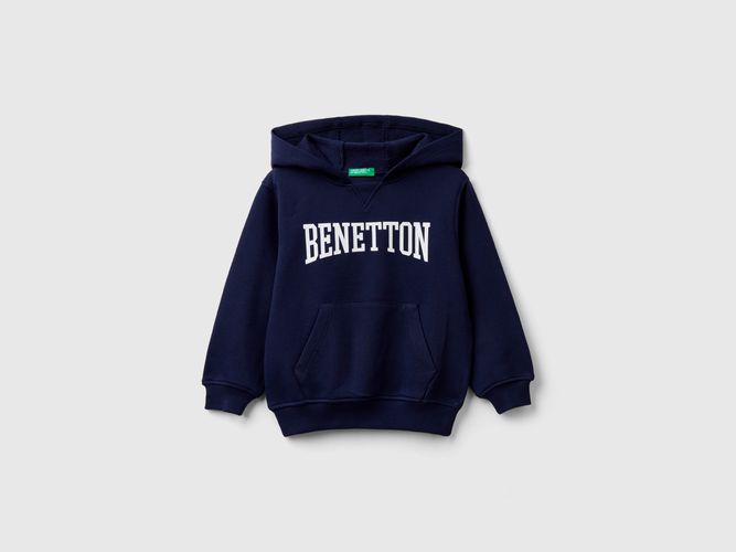 Benetton, Felpa Con Cappuccio 100% Cotone, taglia 110, Blu Scuro, Bambini - United Colors of Benetton - Modalova