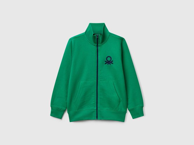 Benetton, Sweat-shirt Zippé En Pur Coton, taille 2XL, Vert, Enfants - United Colors of Benetton - Modalova