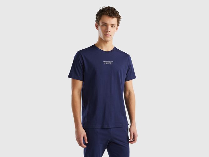 Benetton, T-shirt Con Stampa Logo, taglia S, Blu Scuro, Uomo - United Colors of Benetton - Modalova
