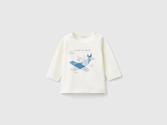 Benetton, T-shirt À Imprimé En Coton Bio Chaud, taille 0-1, Crème, Enfants - United Colors of Benetton - Modalova