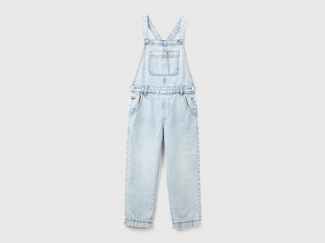 Benetton, Salopette Di Jeans Con Strass, taglia 3XL, Blu Chiaro, Bambini - United Colors of Benetton - Modalova