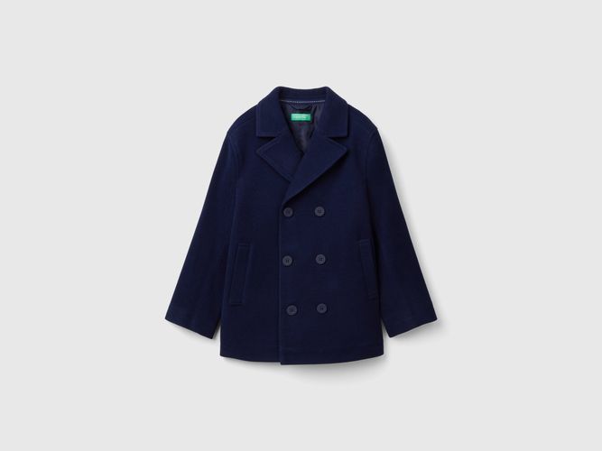 Benetton, Manteau Croisé En Mélange De Laine, taille 2XL, Bleu Foncé, Enfants - United Colors of Benetton - Modalova