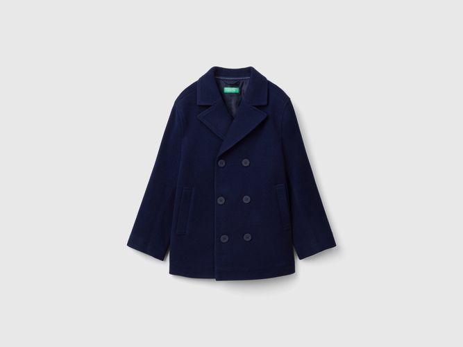 Benetton, Manteau Croisé En Mélange De Laine, taille L, Bleu Foncé, Enfants - United Colors of Benetton - Modalova