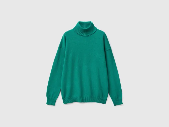 Benetton, Pull À Col Montant En Mélange De Laine Et De Cachemire, taille 2XL, Vert Foncé, Enfants - United Colors of Benetton - Modalova