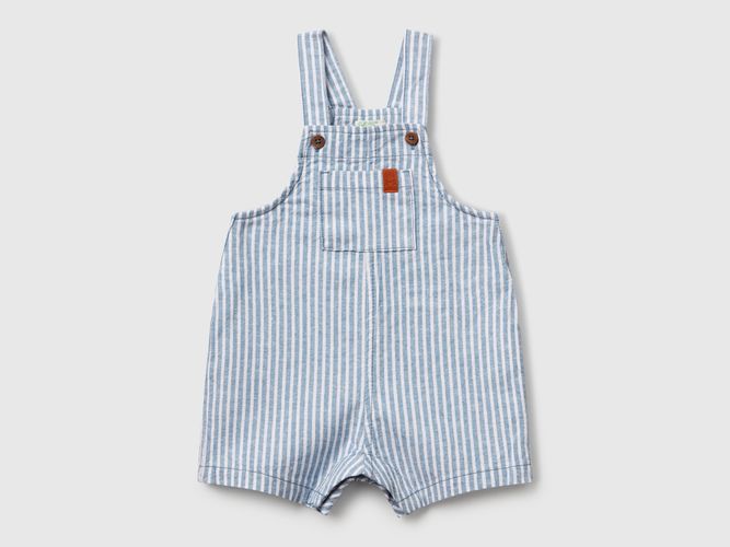 Benetton, Salopette Rayée En Lin Mélangé, taille 3-6, Bleu, Enfants - United Colors of Benetton - Modalova