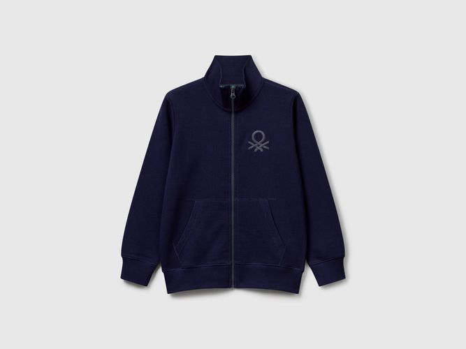 Benetton, Sweat-shirt Zippé En Pur Coton, taille 2XL, Bleu Foncé, Enfants - United Colors of Benetton - Modalova